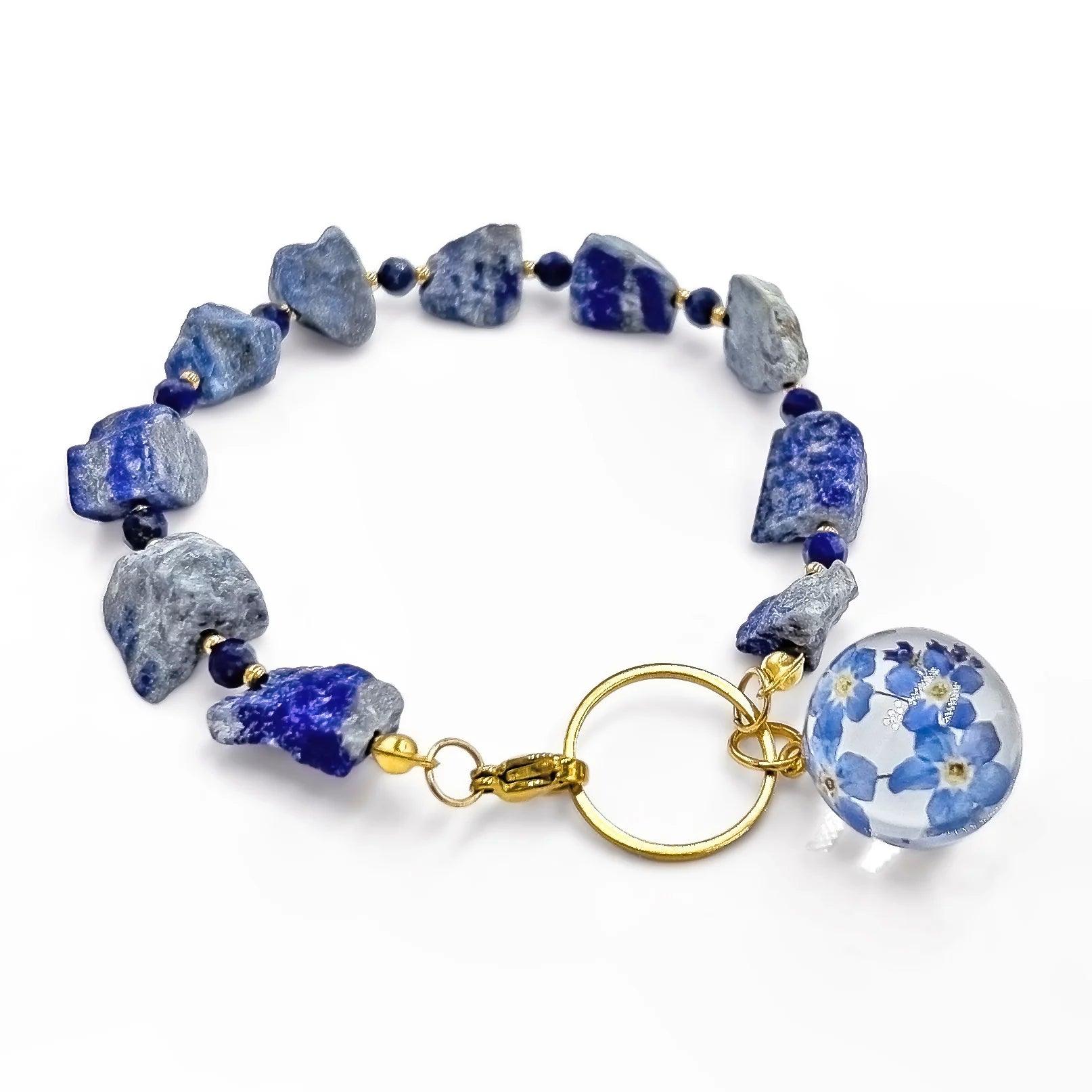 Bransoletka lapis lazuli & niezapominajki