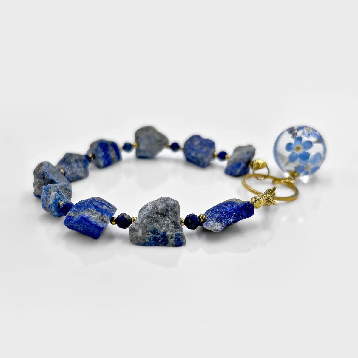 Bransoletka lapis lazuli & niezapominajki