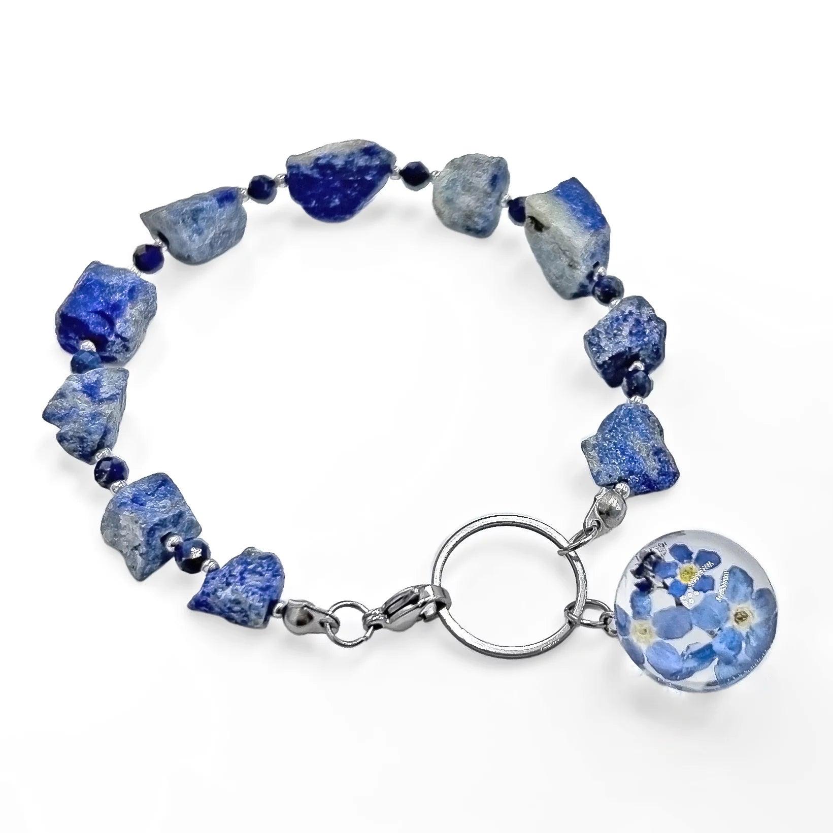 Bransoletka lapis lazuli & niezapominajki