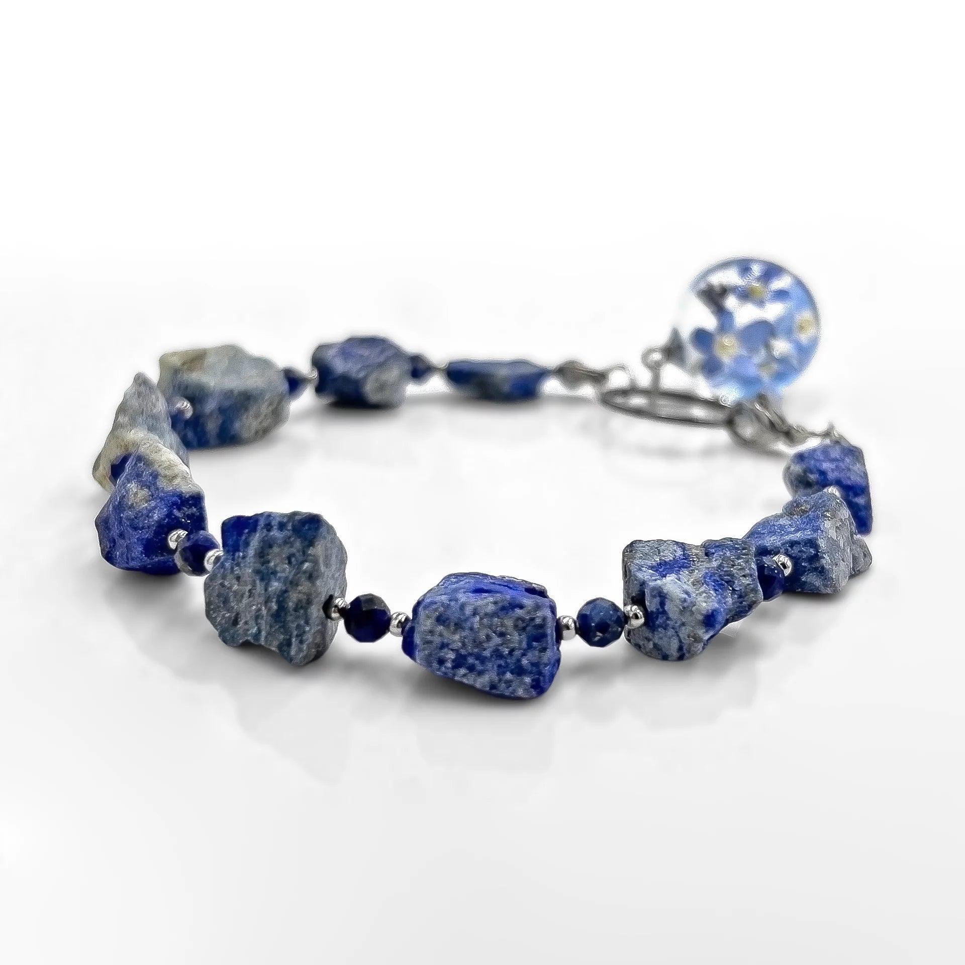 Bransoletka lapis lazuli & niezapominajki