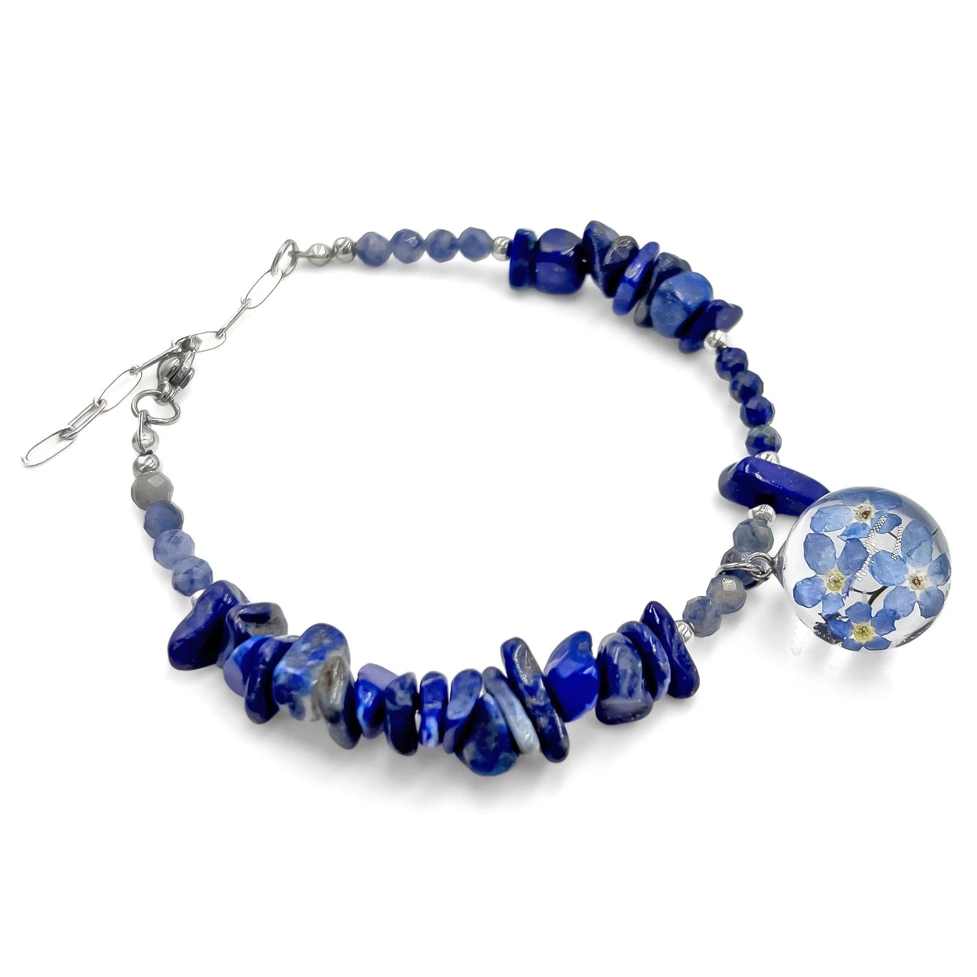 Bransoletka lapis lazuli, sodalit & niezapominajki