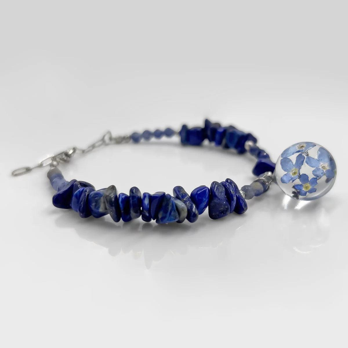 Bransoletka lapis lazuli, sodalit & niezapominajki