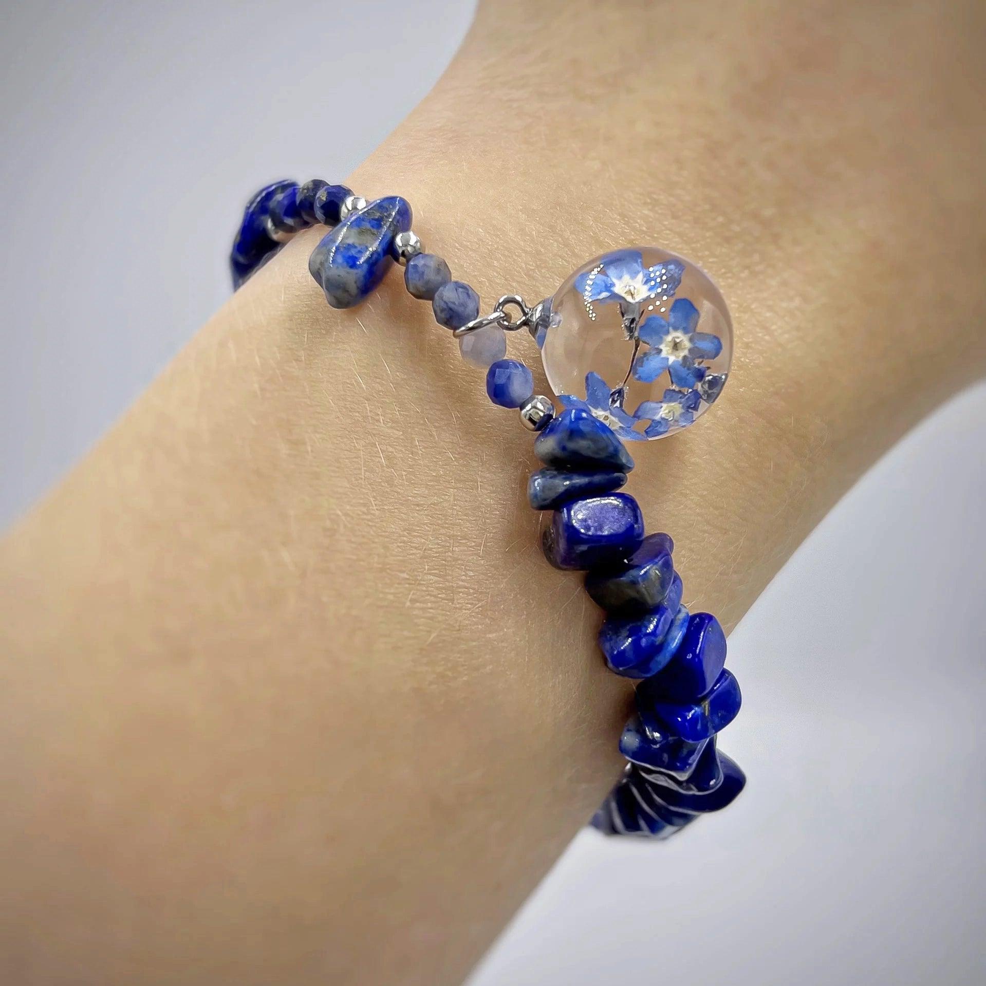 Bransoletka lapis lazuli, sodalit & niezapominajki