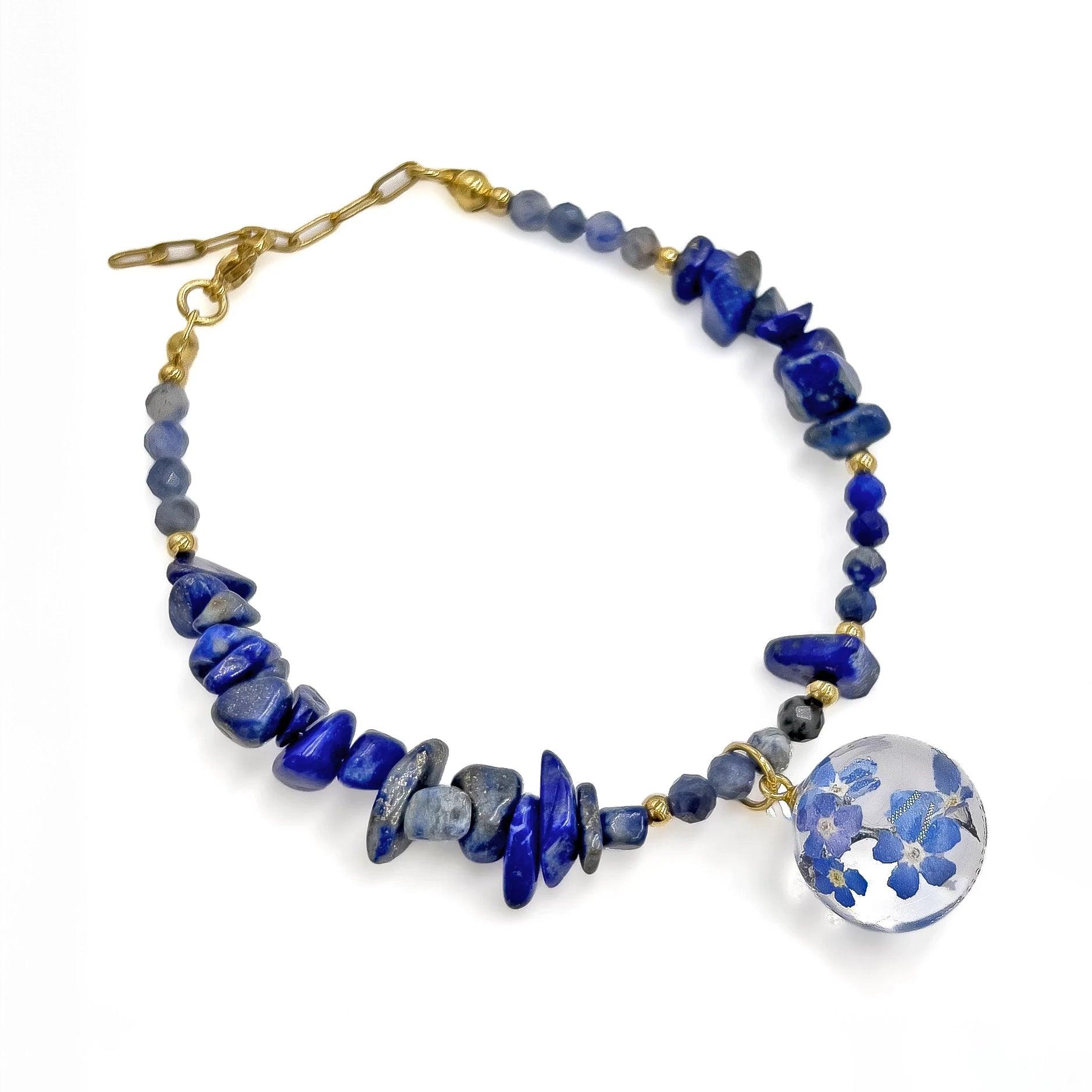 Bransoletka lapis lazuli, sodalit & niezapominajki