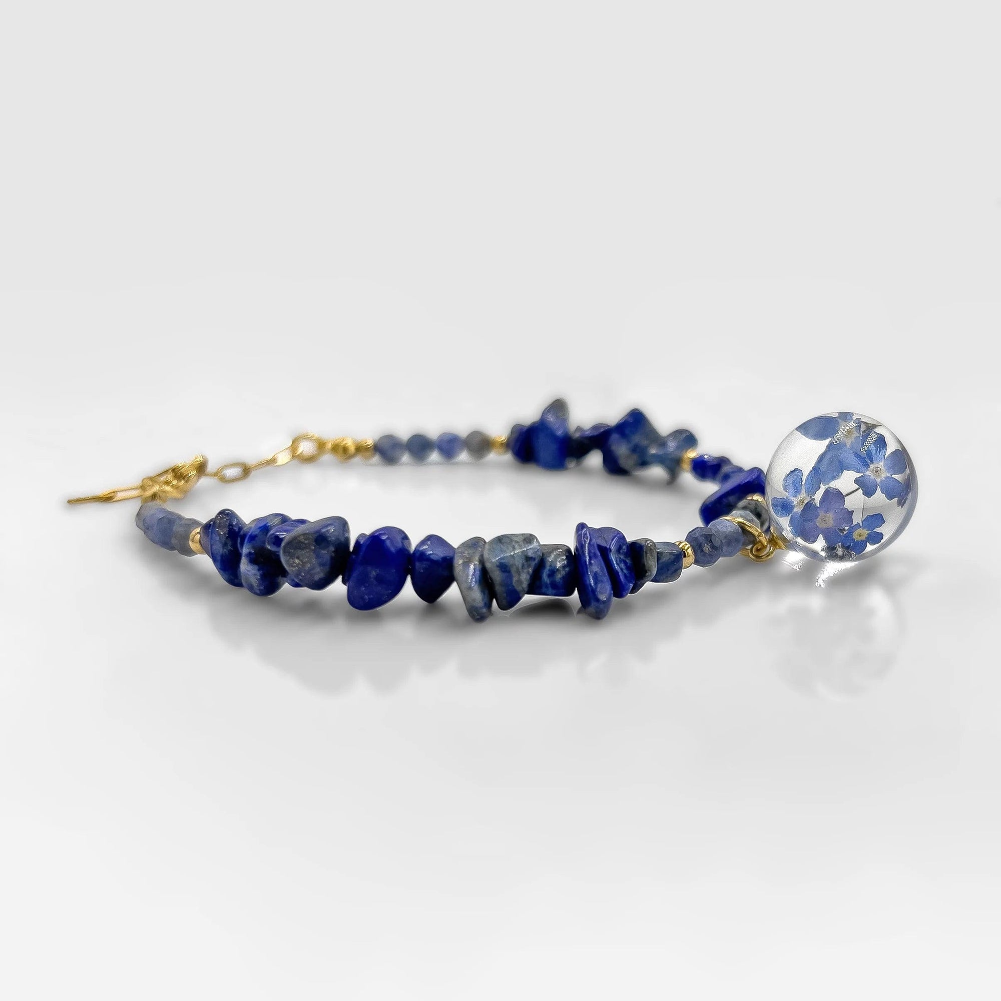 Bransoletka lapis lazuli, sodalit & niezapominajki