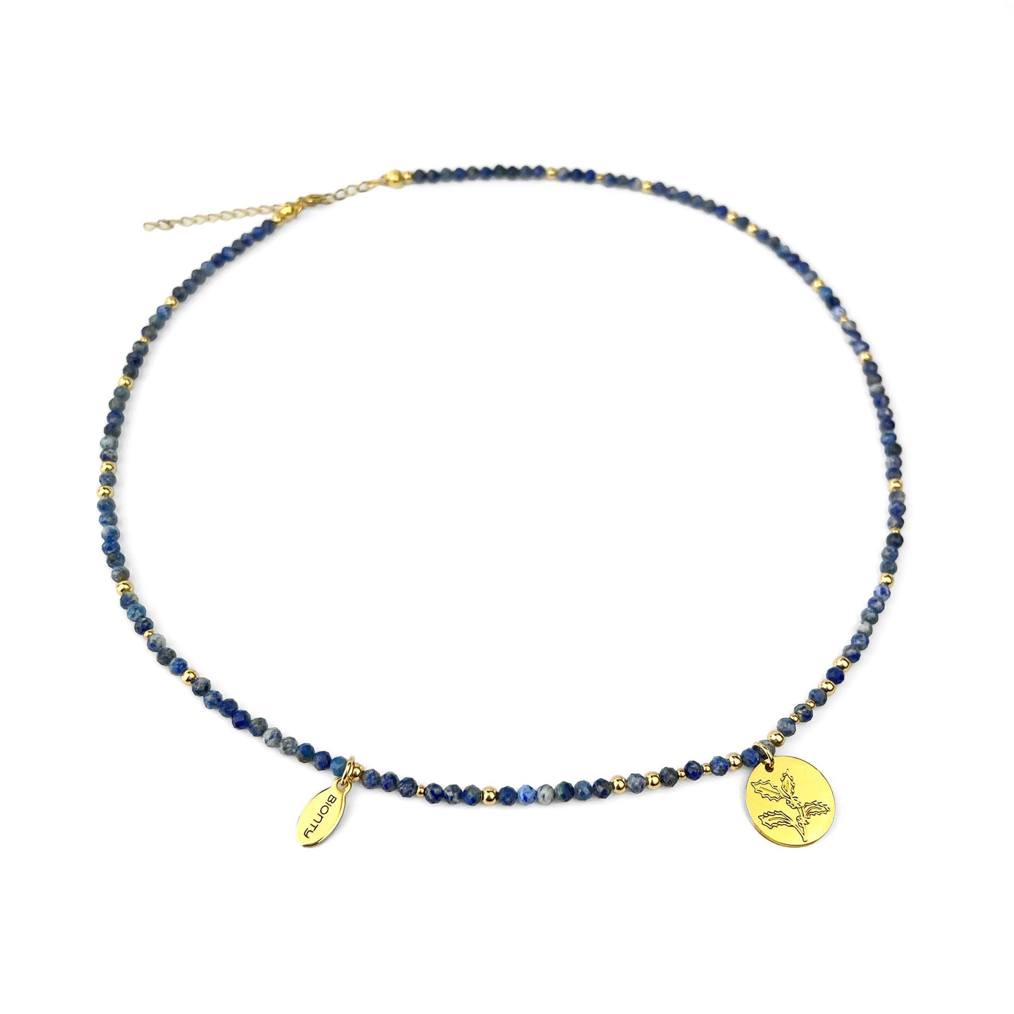 naszyjnik GRUDZIEŃ lapis lazuli, ostrokrzew
