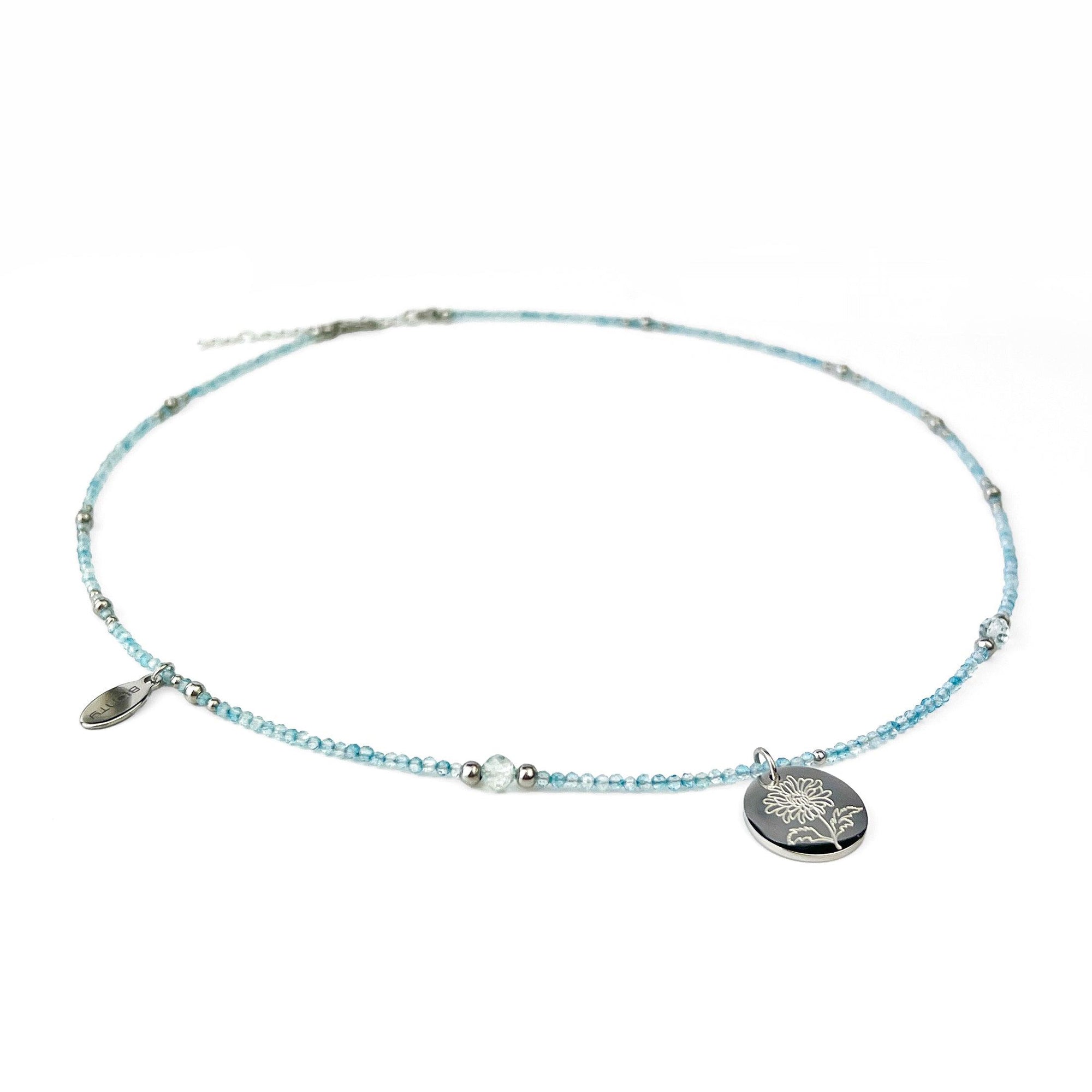 naszyjnik LISTOPAD chryzantema, topaz